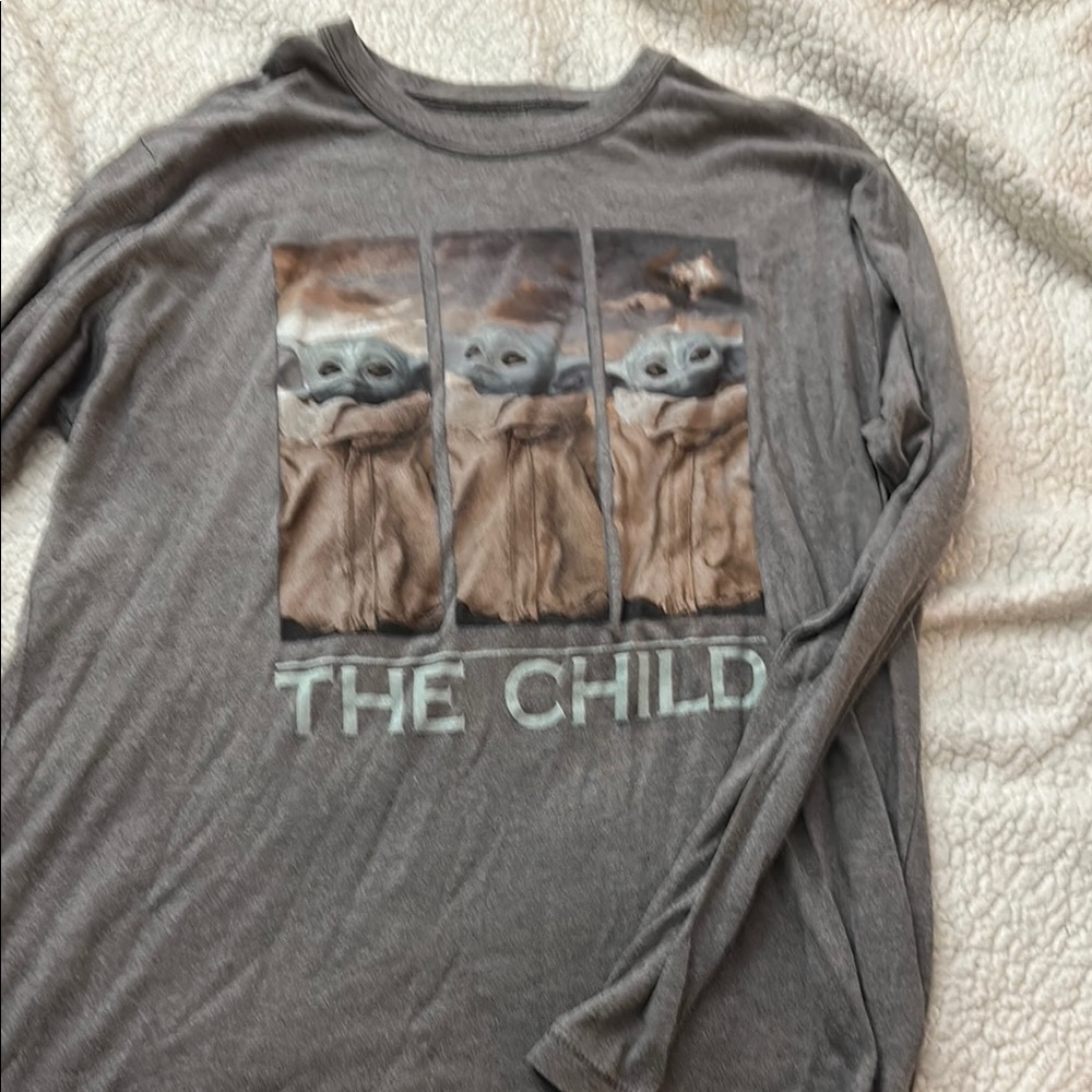 Star Wars Gray Long Sleeve Tee with The Child Graphic